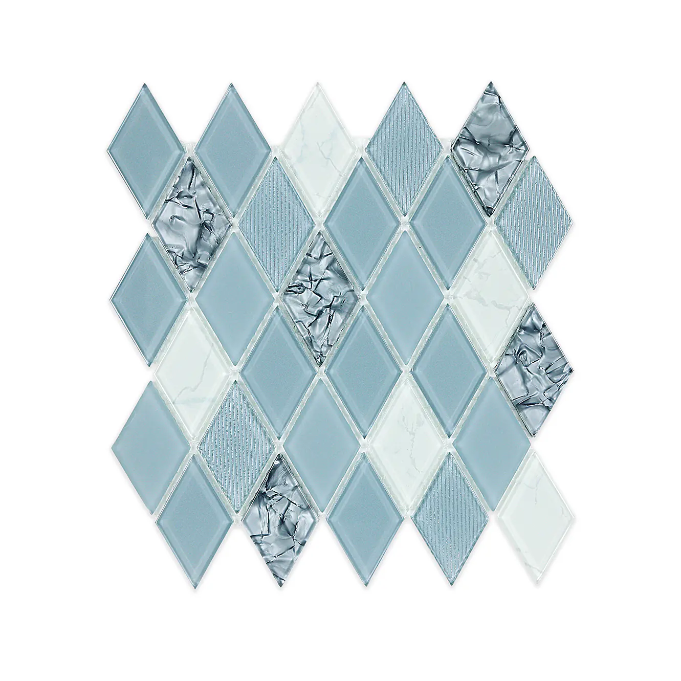 Stylish Blue Glass Diamond Cut Mosaic Tile - Image 1