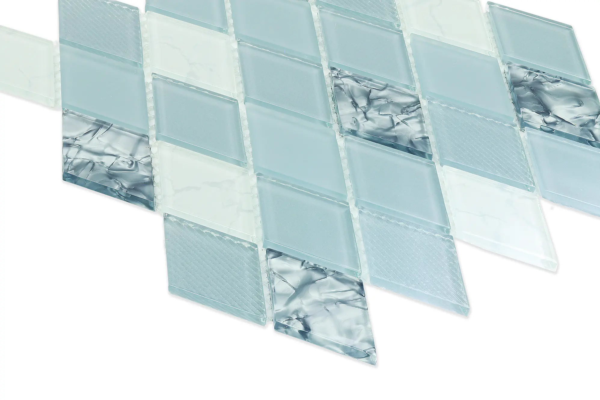 Stylish Blue Glass Diamond Cut Mosaic Tile - Image 2