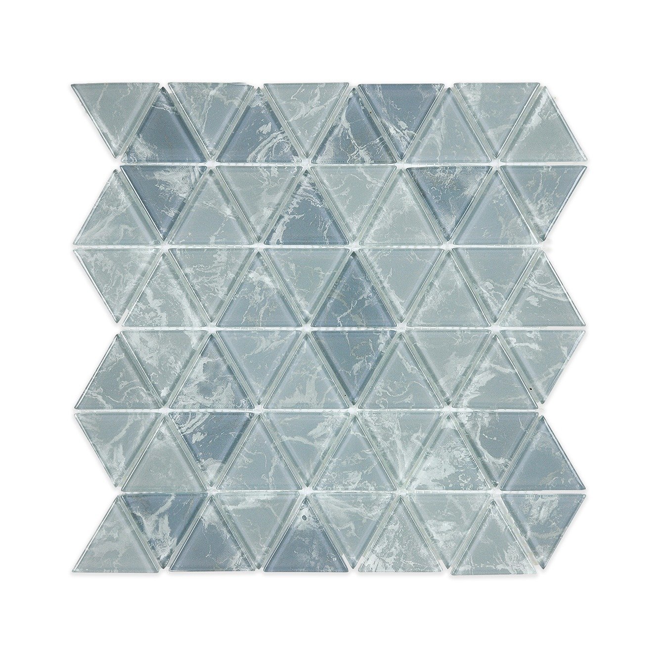 Gray Marble Look Glass Triangle Mosaic Tile - HXT9834