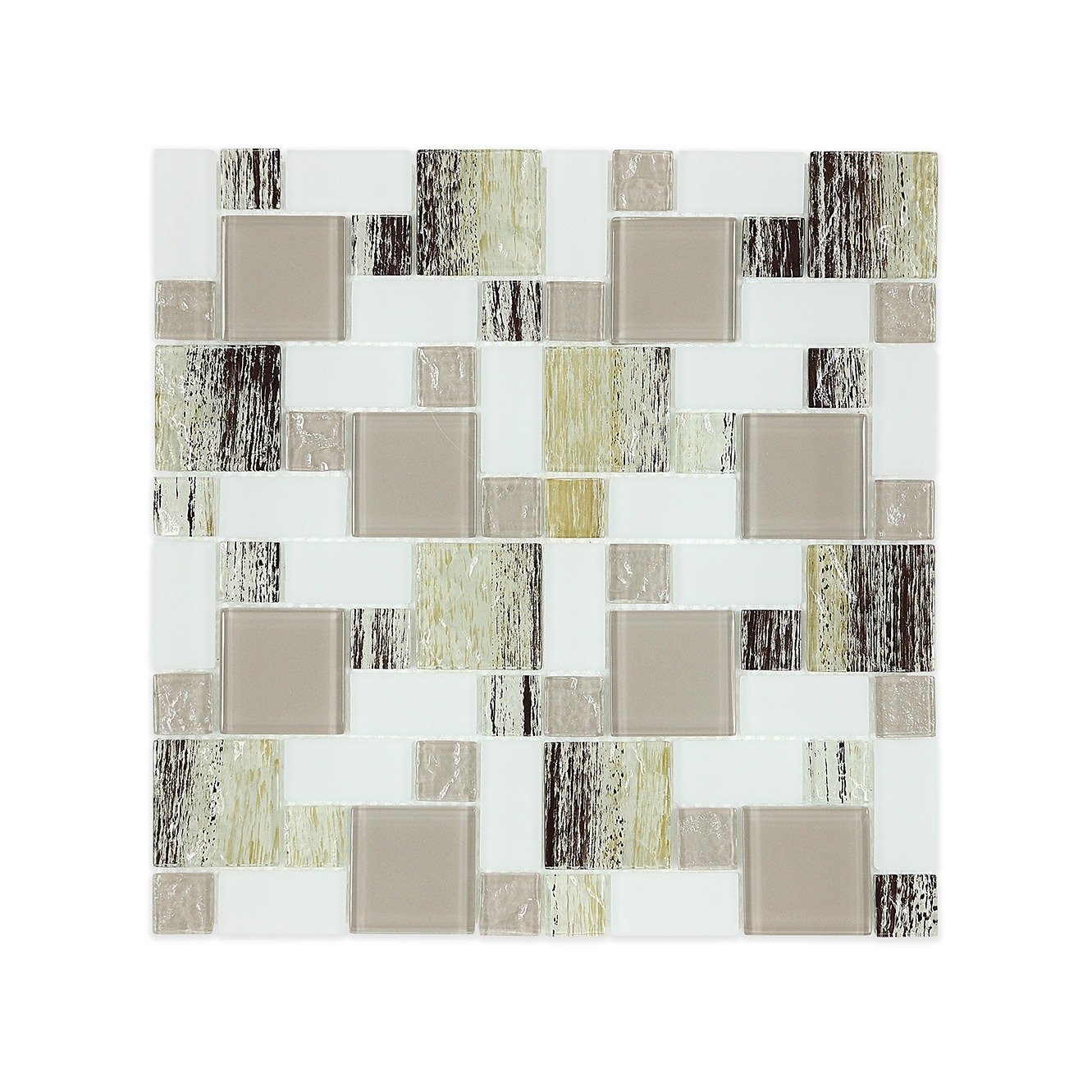 Earthy Elegance: Brown Glass Square Mosaic Tile - MX057