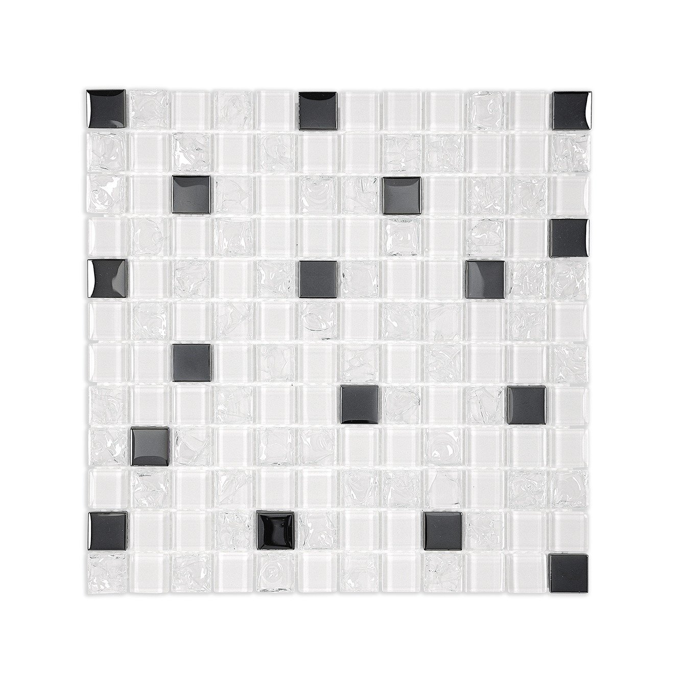 Chic Sparkle: White Glass & Metal Mosaic Tile - P2320